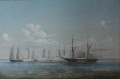 Orlogsskibet Hekla i kamp med tyske kanonbade 1850 年 8 月 16 日の海戦